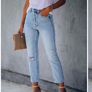 VICI KASON DISTRESSED HIGH RISE DENIM